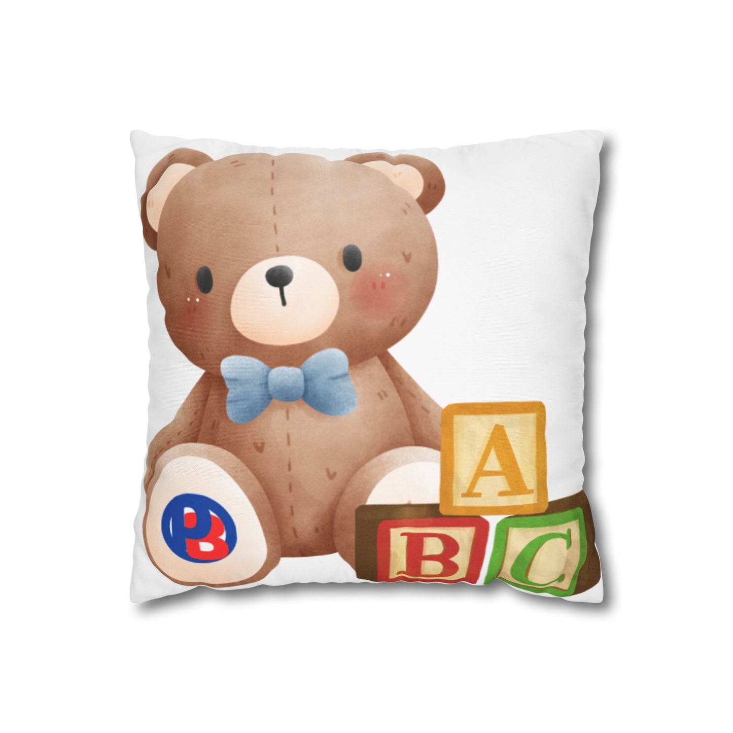 Play-Baby ABC Bear Square Poly Canvas Pillowcase