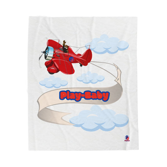 Play-Baby Airplane Cozy Velveteen Plush Blanket   - Perfect for All Seasons