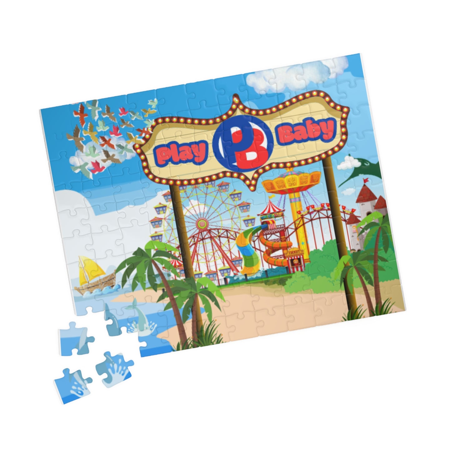 Play-Baby Colorful Amusement Park Puzzle - 252-Piece Fun for Kids and Families