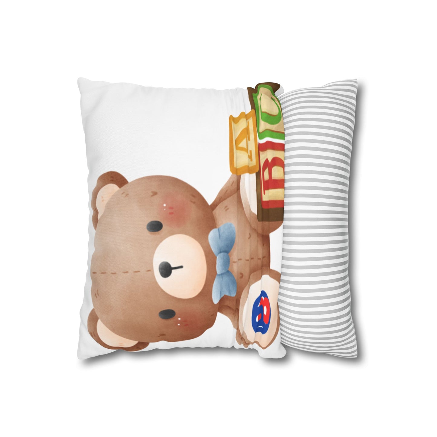 Play-Baby ABC Bear Square Poly Canvas Pillowcase