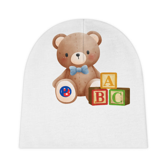 Play-Baby Adorable Baby Beanie with Teddy Bear and Blocks Design