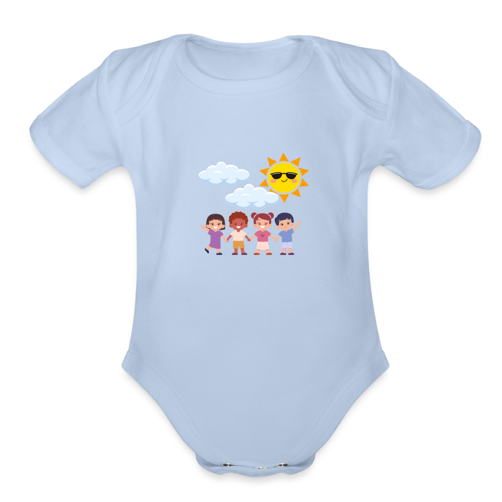 Play-Baby Sunny day Organic Short Sleeve Baby Bodysuit - sky