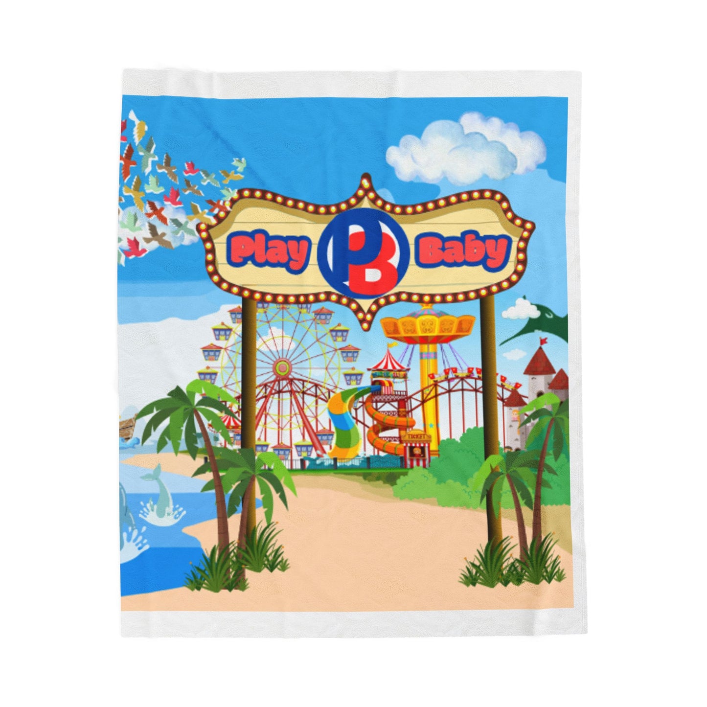 Play-Baby World Cozy Velveteen Plush Blanket with Playful Pattern - Perfect for All Seasons