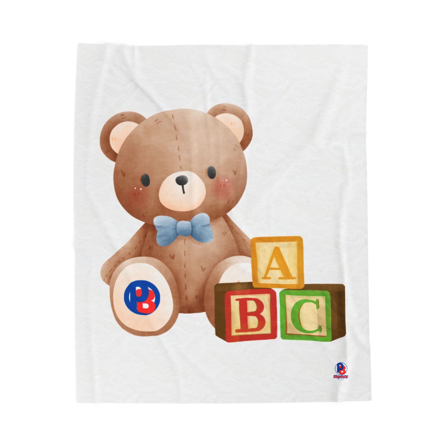 Play-Baby Bear Cozy Velveteen Plush Blanket with Playful Pattern - Perfect for All Seasons