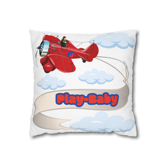 Play-Baby Airplane Square Poly Canvas Pillowcase